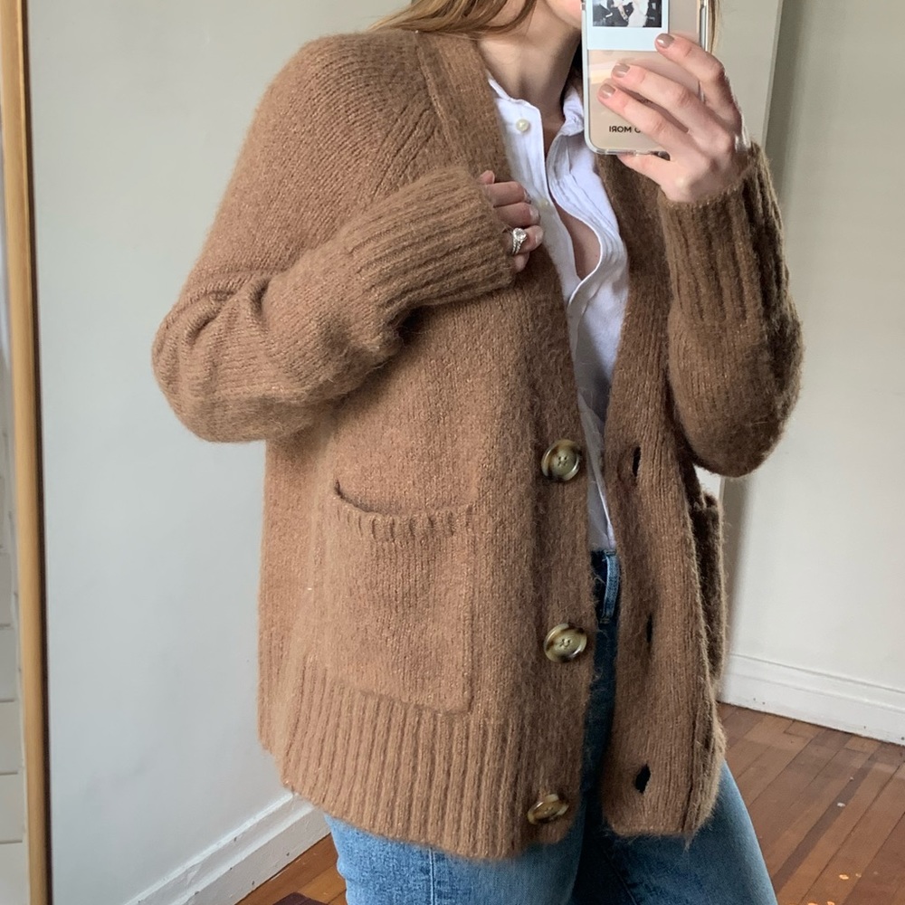 ZARA oversized alpaca blend cardigan, brown